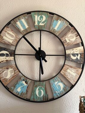 Coastal Distressed Wall Clock - Blue & Brown